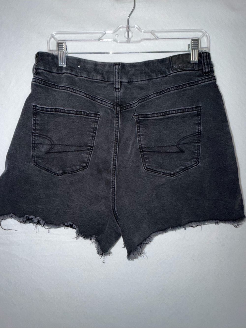 American Eagle Outfitters Black Frayed Hem High-Rise Jean Stretch Shorts